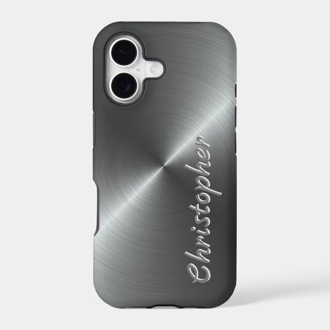 Personalized Metal titanium silver Radial Texture Iphone Case (Back)