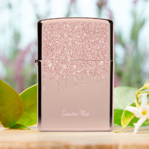 Personalized Metallic Blush Pink Rose Gold Zippo Lighter