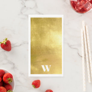 Personalized Metallic Gold Monogram Holiday Paper Guest Towels
