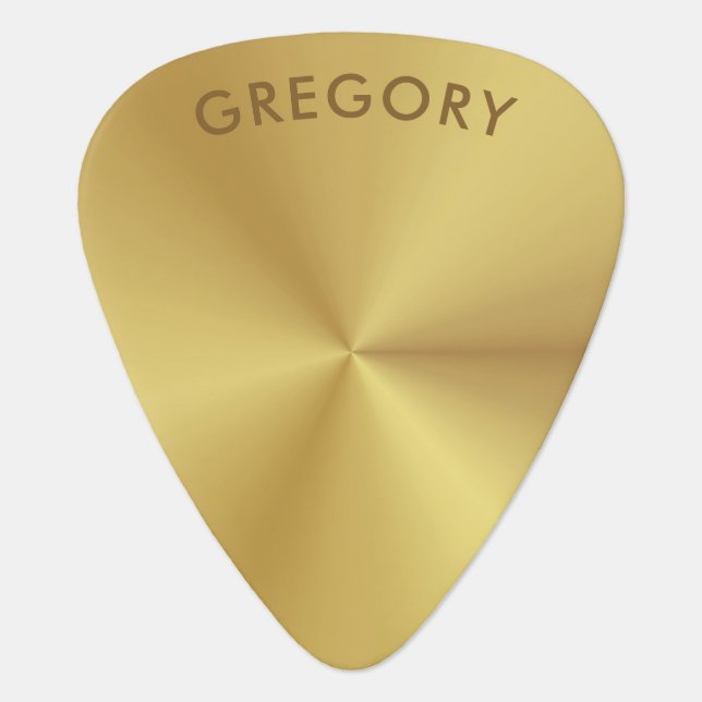 Personalized metallic gold texture monogram guitar pick (Front)