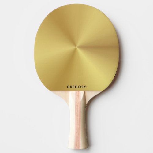 Personalized metallic gold texture monogram ping pong paddle