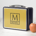 Personalized Metallic Gold with Initials &amp; Name Metal Lunch Box