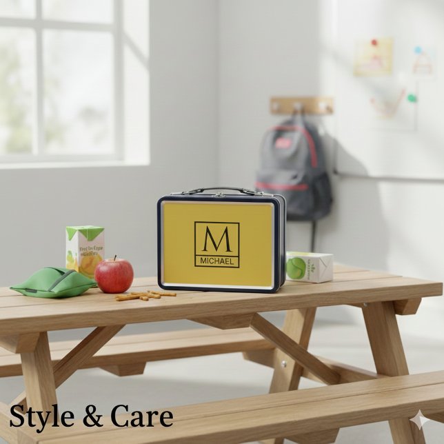Personalized Metallic Gold with Initials & Name Metal Lunch Box (Personalized Metallic Gold with Initials & Name Metal Lunch Box)