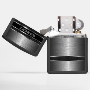 Personalized Metallic Gray Geometric Design Zippo Lighter