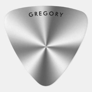 Personalized metallic gray texture monogram guitar pick