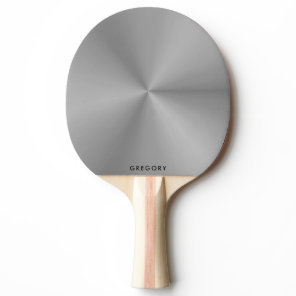 Personalized metallic gray texture monogram ping pong paddle