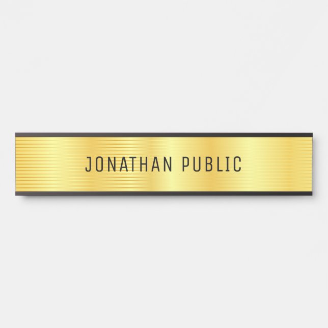 Personalized Metallic Look Faux Gold Elegant Door Sign (Front)