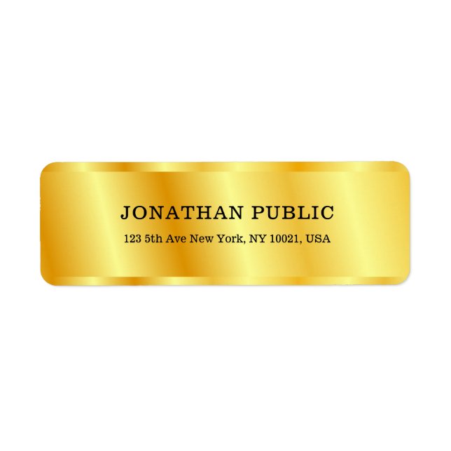 Personalized Metallic Look Faux Gold Template Label (Front)