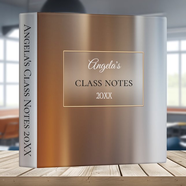 Personalized Metallic Modern Binder (Modern design binder in a metallic style with gold and silver effects combined with earth tones)