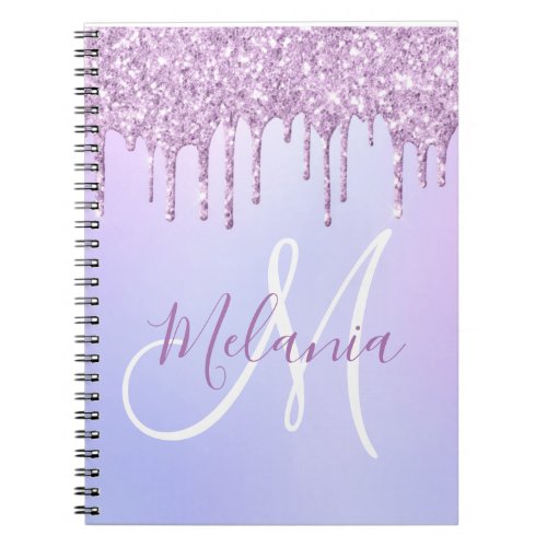 Personalized Metallic Purple Drip Lavender Pour Notebook