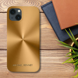 Personalized Metallic Radial Gold Texture iPhone 13 Case