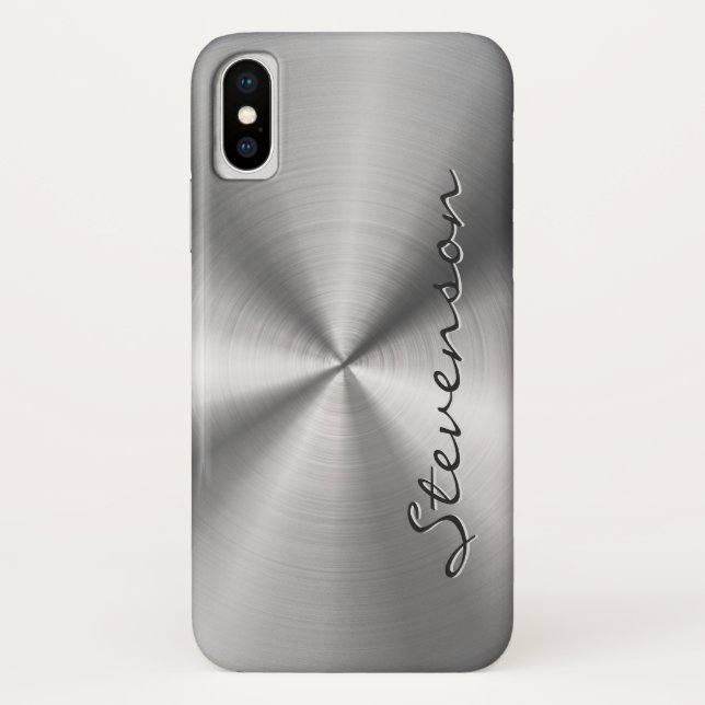 Personalized Metallic Radial Stainless Steel Look Case-Mate iPhone Case (Back)