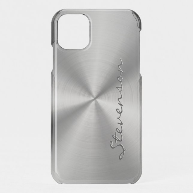Personalized Metallic Radial Stainless Steel Look Uncommon iPhone Case (Back)