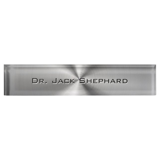 Personalized Metallic Radial Texture Desk Name Plate (Front)