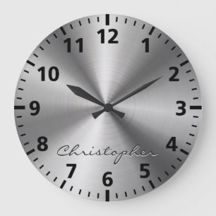 Personalized Metallic Radial Texture Large Clock