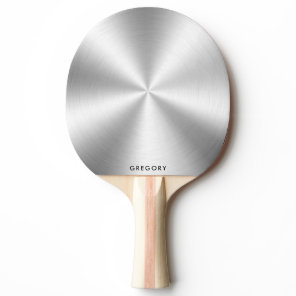 Personalized metallic shiny silve texture monogram ping pong paddle