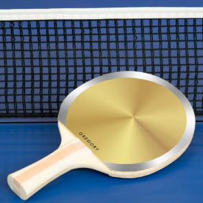 Personalized metallic silver and gold monogram ping pong paddle