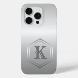 Personalized Metallic Silver Monogram iPhone 15 Pro Case