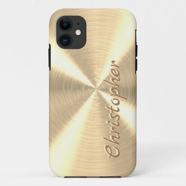 Personalized Metallic titanium Gold Radial Texture Case-Mate iPhone Case (Back)
