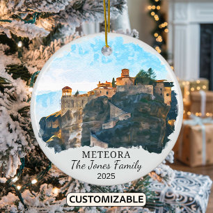 Personalized Meteora Ornament, Greece Ceramic Ornament