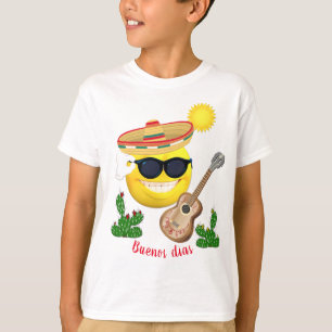 Personalized Mexican Emoji in Sombrero & Guitar T-Shirt