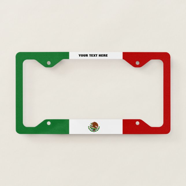 Personalized Mexican Flag License Plate Frame (Front)