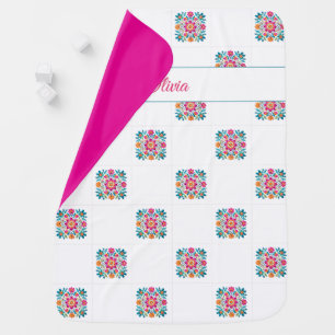 Personalized Mexican Floral Quilt Baby Blanket