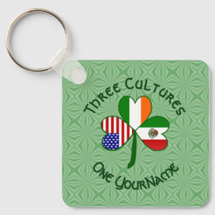 Personalized Mexican Ireland USA Shamrock  Keychain