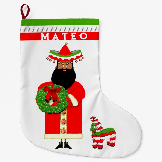 personalized Mexican Large Christmas Stocking (Front)