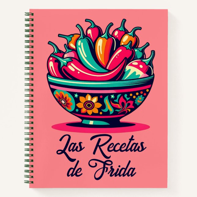 Personalized Mexican Pop Art Chiles Recipe Book (Front)