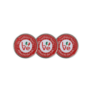 Personalized Mexican Red LOVE Flag Golf Ball Marker