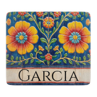 Personalized Mexican Tile Glass Cutting Board
