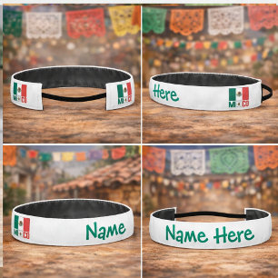 Personalized Mexico Flag  Athletic Headband