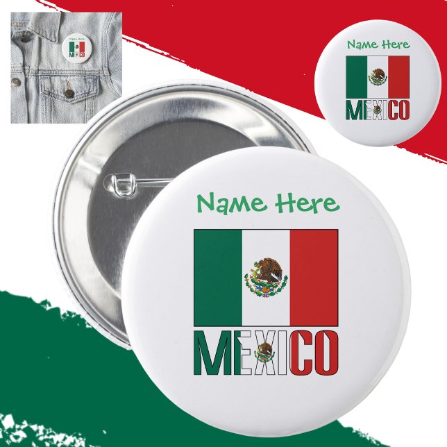 Personalized Mexico Flag Button (Creator Uploaded)