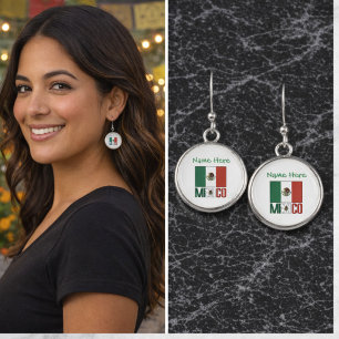 Personalized Mexico Flag Earrings Gift Set