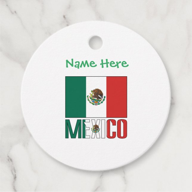 Personalized Mexico Flag  Favor Tags (Front)