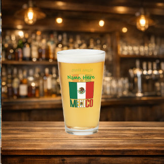 Personalized Mexico Flag Glass