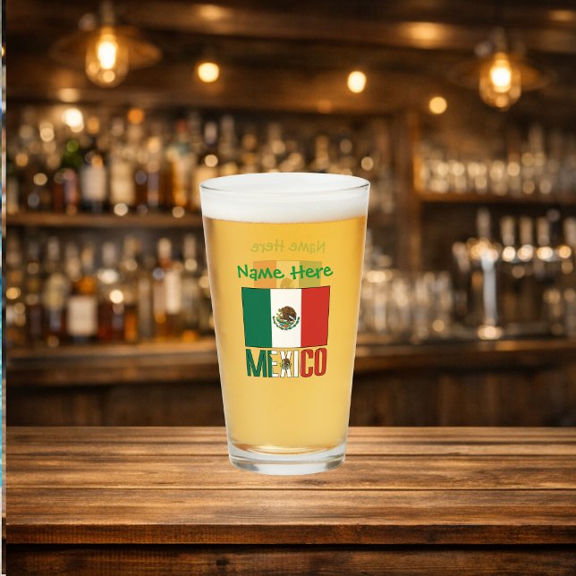 Personalized Mexico Flag Glass (Creator Uploaded)