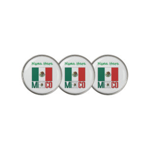Personalized Mexico Flag Golf Ball Marker