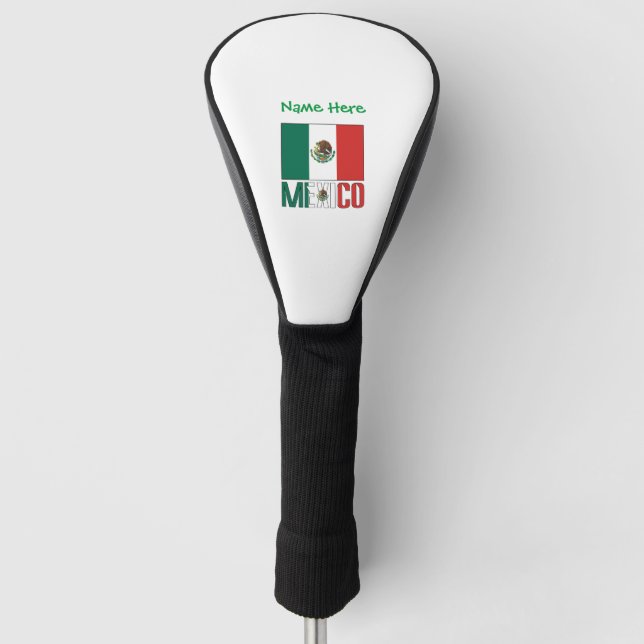 Personalized Mexico Flag Golf Head Cover (Front)