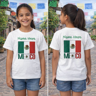 Personalized Mexico Flag Name Design Girls' T-Shirt