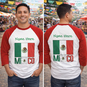 Personalized Mexico Flag Name Design Men’s T-Shirt