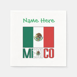Personalized Mexico Flag Party Paper Napkins