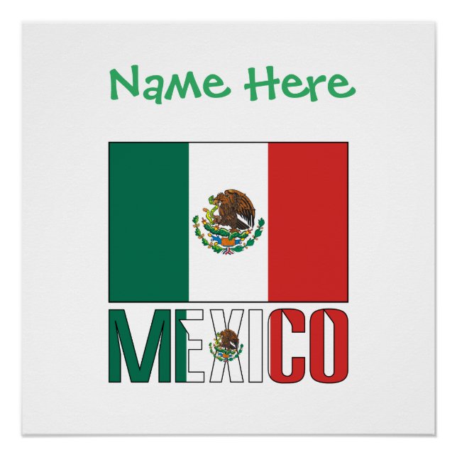 Personalized Mexico Flag Poster (Front)