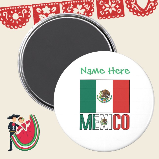 Personalized Mexico Flag Round Magnet (Creator Uploaded)