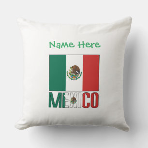 Personalized Mexico Flag Throw Pillow