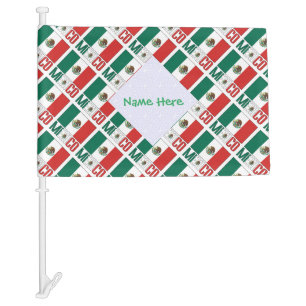 Personalized Mexico Flag Tiled Car Flag