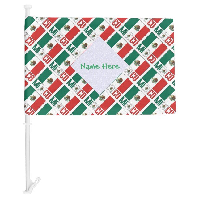 Personalized Mexico Flag Tiled Car Flag (Front)