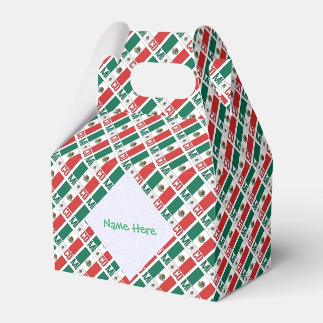 Personalized Mexico Flag Tiled Gable Favor Boxes (Front Side)