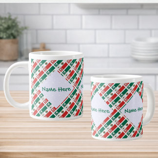 Personalized Mexico Flag Tiled Giant Coffee Mug